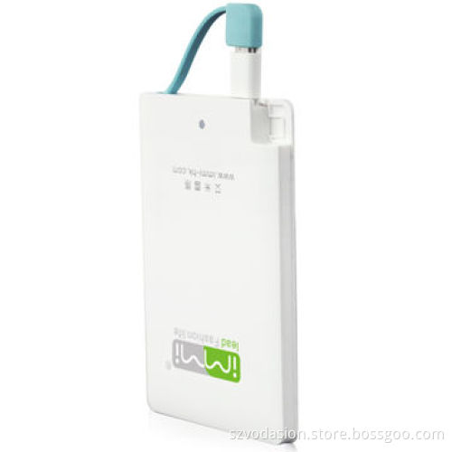 2014 New Fashion Credit Card Portable 1500mAh/2000mAh/2500mAh Power Bank with Built-in Cable
